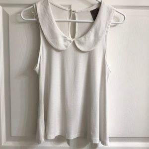 WallpapHer white Peter Pan collar white top sz Sm